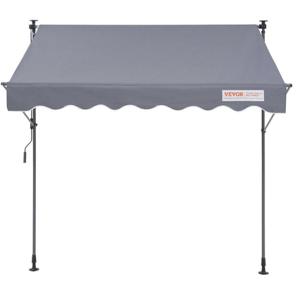 Manual Retractable Awning, 78" Outdoor Retractable Patio Awning Sunshade Shelter, Adjustable Patio Door Window Awning Canopy with 39" Sun Shade Curtain for Backyard, Garden, Balcony