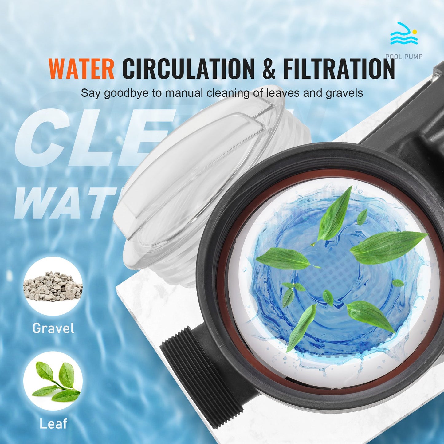 1100 W(1.5HP) Above Ground Pool Pump, 220V-240V, 1450 / 2860 RPM Dual Speed Pump 1100W, 27800 L/H Max. Flow Powerful Pump, Energy Saving Swimming Pool Pump for Above Ground Pool, CE Certification