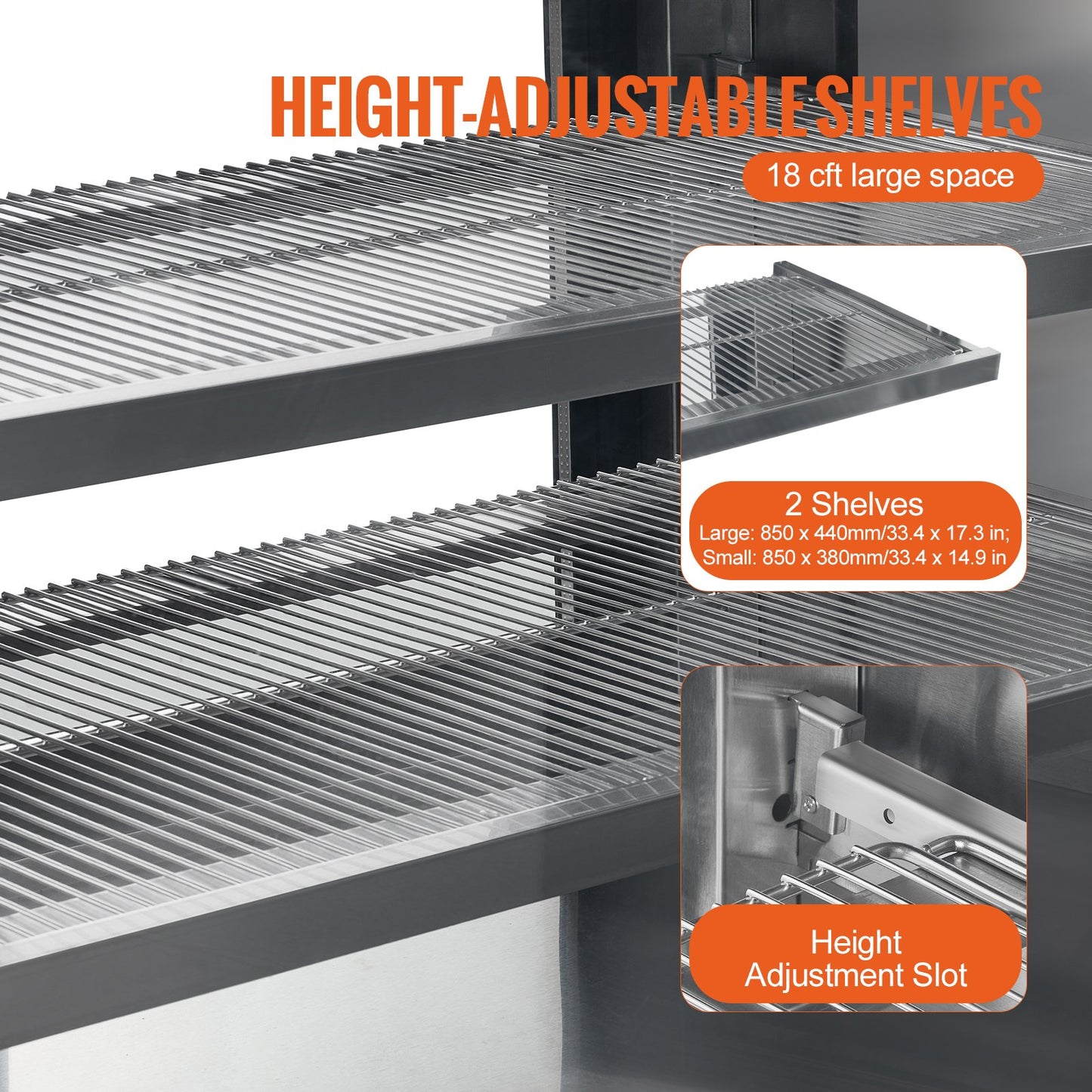Kühlvitrine, 18 Kubikfuß/505 Liter, große Gebäckvitrine, zweistöckige Gewerbekühlvitrine mit LED-Beleuchtung, Abluftkühlung, fahrbar mit Rollen, für Bäckereien