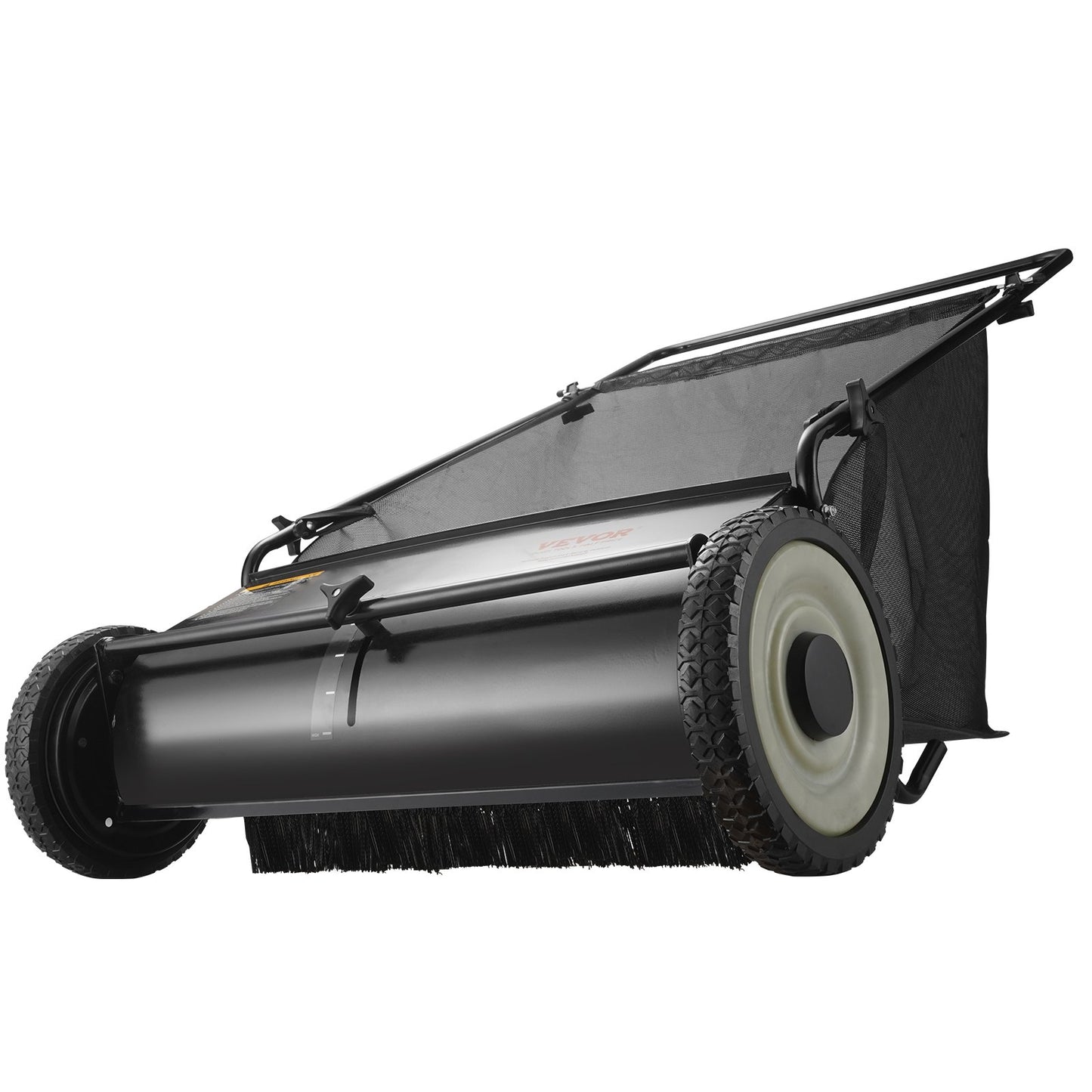 Push Lawn Sweeper, 26-inch Leaf & Grass Collector, Strong Rubber Wheels & Heavy Duty Thickened Steel, Durable to Use with Large Capacity 7 cu. ft. Mesh Collection Hopper Bag, 4 Spinning Brushes