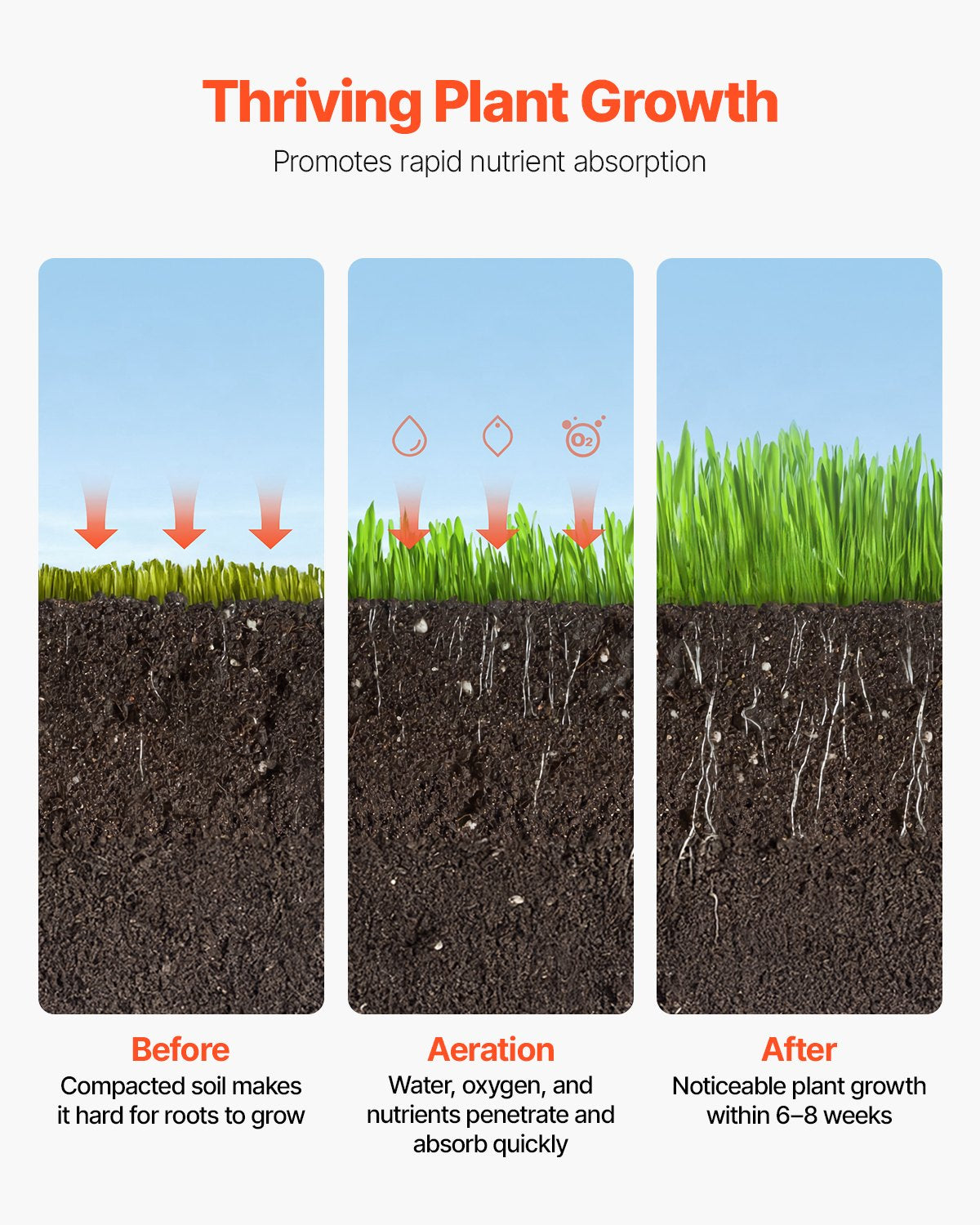 Rolling Lawn Aerator, 21-inch Heavy-Duty Manual Rolling Aerator Lawn with Detachable Handle and 33 Iron Spikes, Rolling Lawn Aeration Tool for Garden Patio Yard Compacted Soils and Lawns, Black