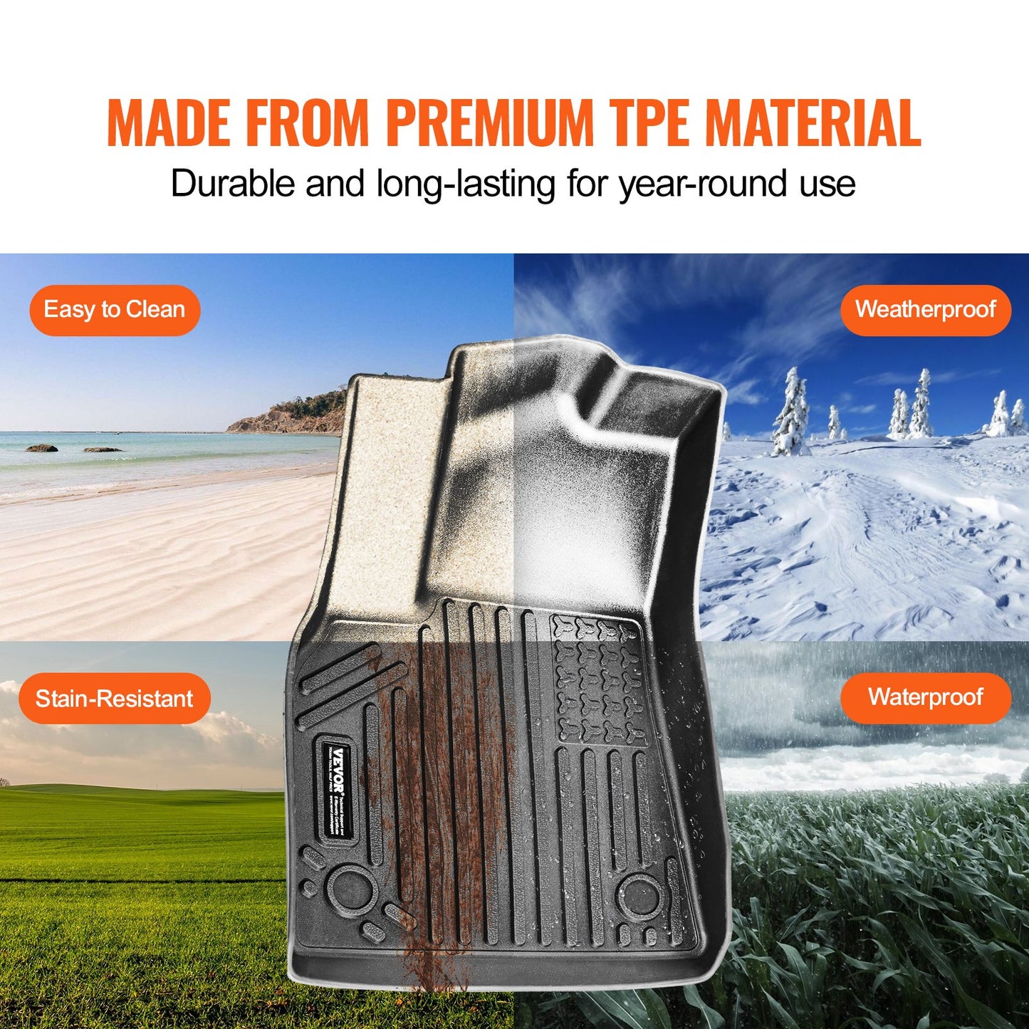 Automotive Floor Mats, Fits for Tesla Model Y 2021-2024, 3 pcs Front and 2nd Row Liners, All Weather Custom Fit TPE Vehicle Floor Mats, Easy to Clean and Secure Floor Liners for SUV, Black