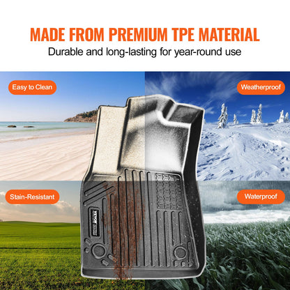 Automotive Floor Mats, Fits for Tesla Model Y 2021-2024, 3 pcs Front and 2nd Row Liners, All Weather Custom Fit TPE Vehicle Floor Mats, Easy to Clean and Secure Floor Liners for SUV, Black