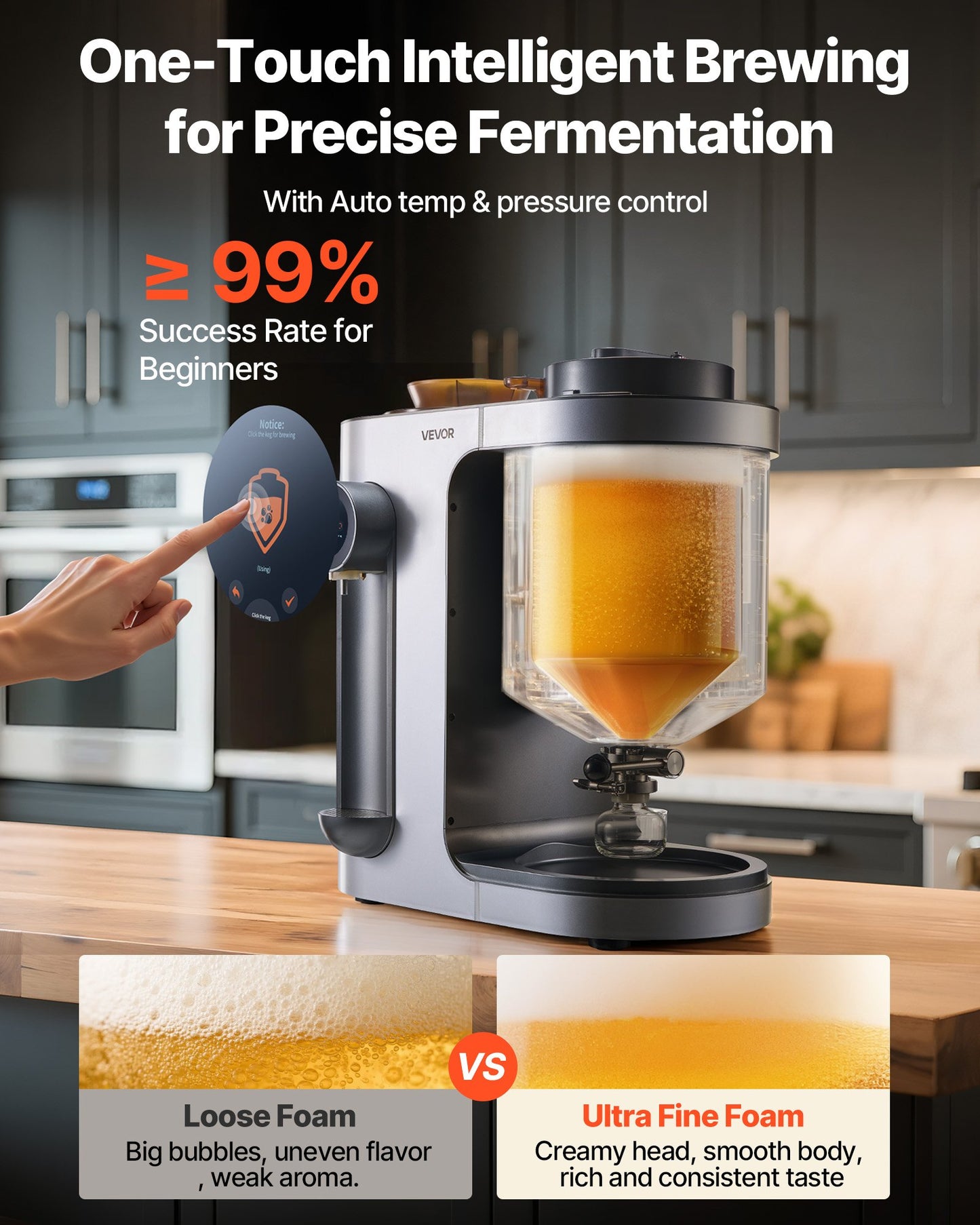Automatische Heimbrauanlage, 13-Liter-All-in-One-Gerät, 1500 W Leistung, elektrische Brauanlage mit Maische- und Kochvorrichtung, Innentank aus Edelstahl 304, automatische Temperatur- und Druckregelung