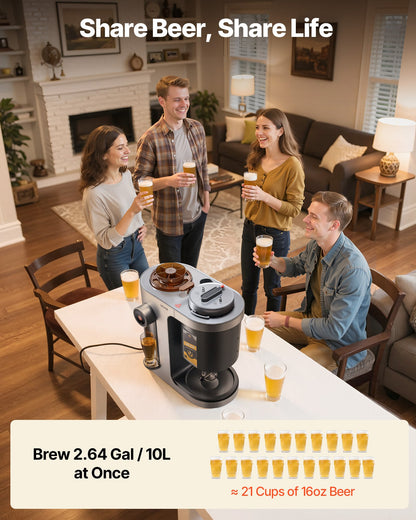 Automatische Heimbrauanlage, 13-Liter-All-in-One-Gerät, 1500 W Leistung, elektrische Brauanlage mit Maische- und Kochvorrichtung, Innentank aus Edelstahl 304, automatische Temperatur- und Druckregelung