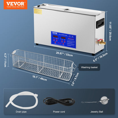 10L Ultrasonic Gun Cleaner, 300W Professional Ultra Sonic Cleaning Machine with Timer & Heater, 40kHz Digital Ultrasonic Cleaner with Basket for Gun Parts, Bullets, Military Supplies