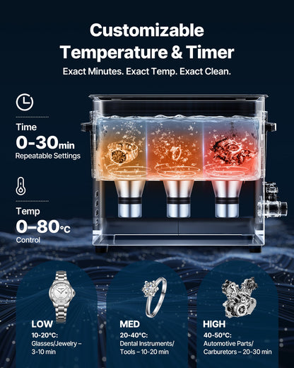 10L Ultrasonic Cleaner, Professional Ultrasonic Cleaner Machine with Cleaning Basket & Digital Display, 180W Stainless Steel 40kHz Cleaning Machine for Watches, Razors, Jewelry, Coins, and More