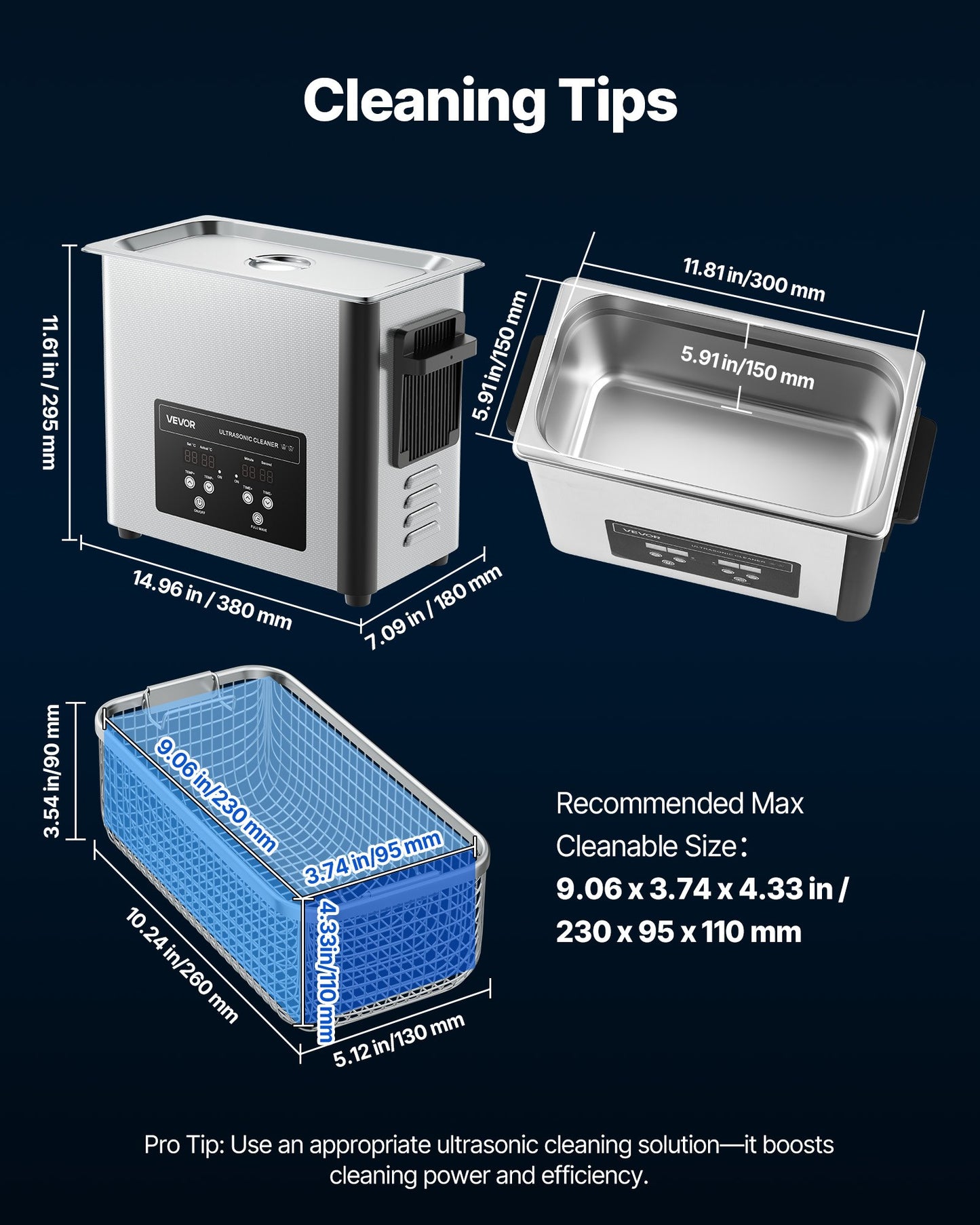 6L Ultrasonic Cleaner, Professional Ultrasonic Cleaner Machine with Cleaning Basket & Digital Display, 120W Stainless Steel 40kHz Cleaning Machine for Watches, Razors, Jewelry, Coins and More