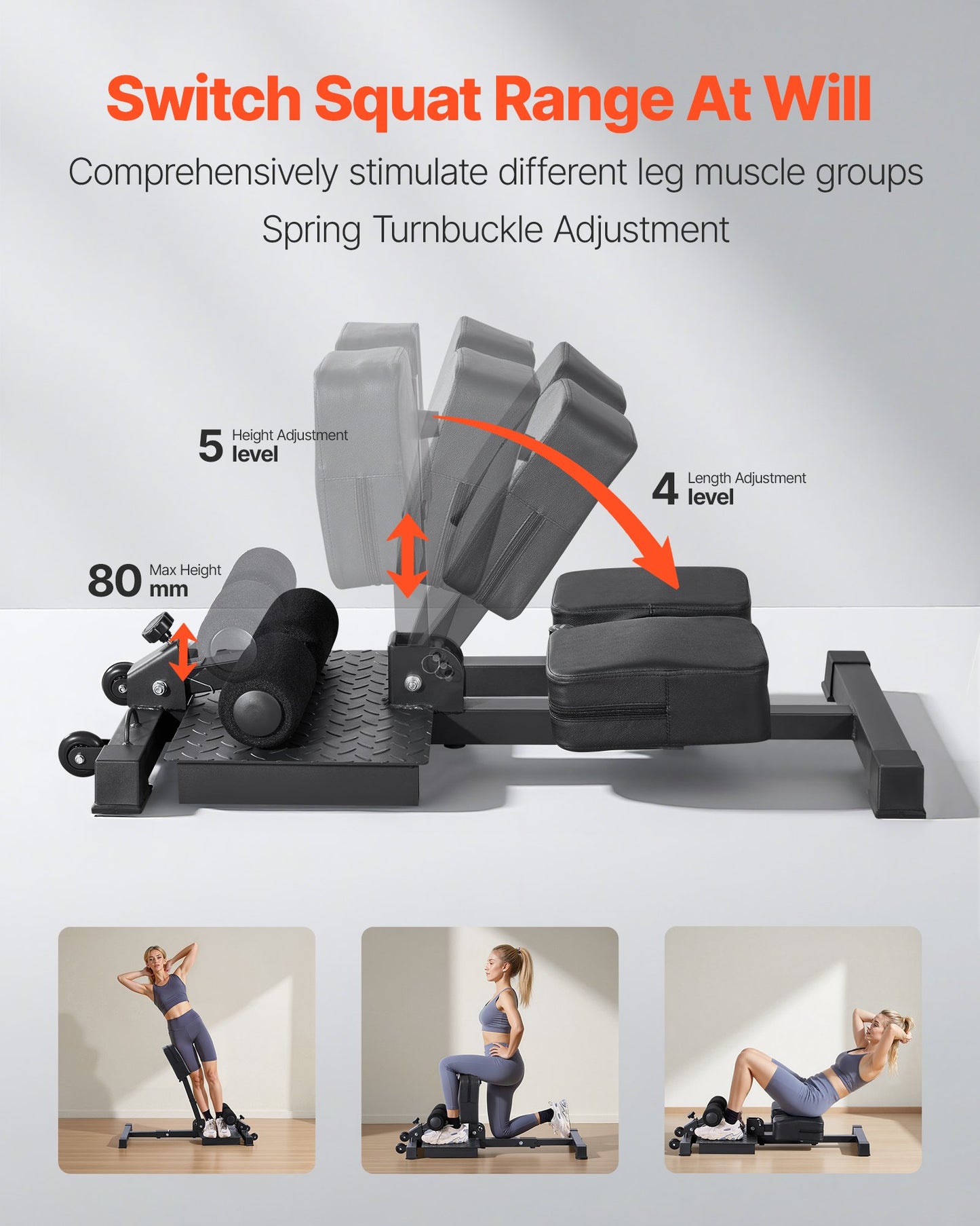 Sissy Squat Machine, Multi-Function Deep Sissy Squat Bench for Leg Muscle Training, Easy Setup & Foldable Core Waistline & Glute Workout Equipment, Leg Exercise Machine for Home Gym, Black