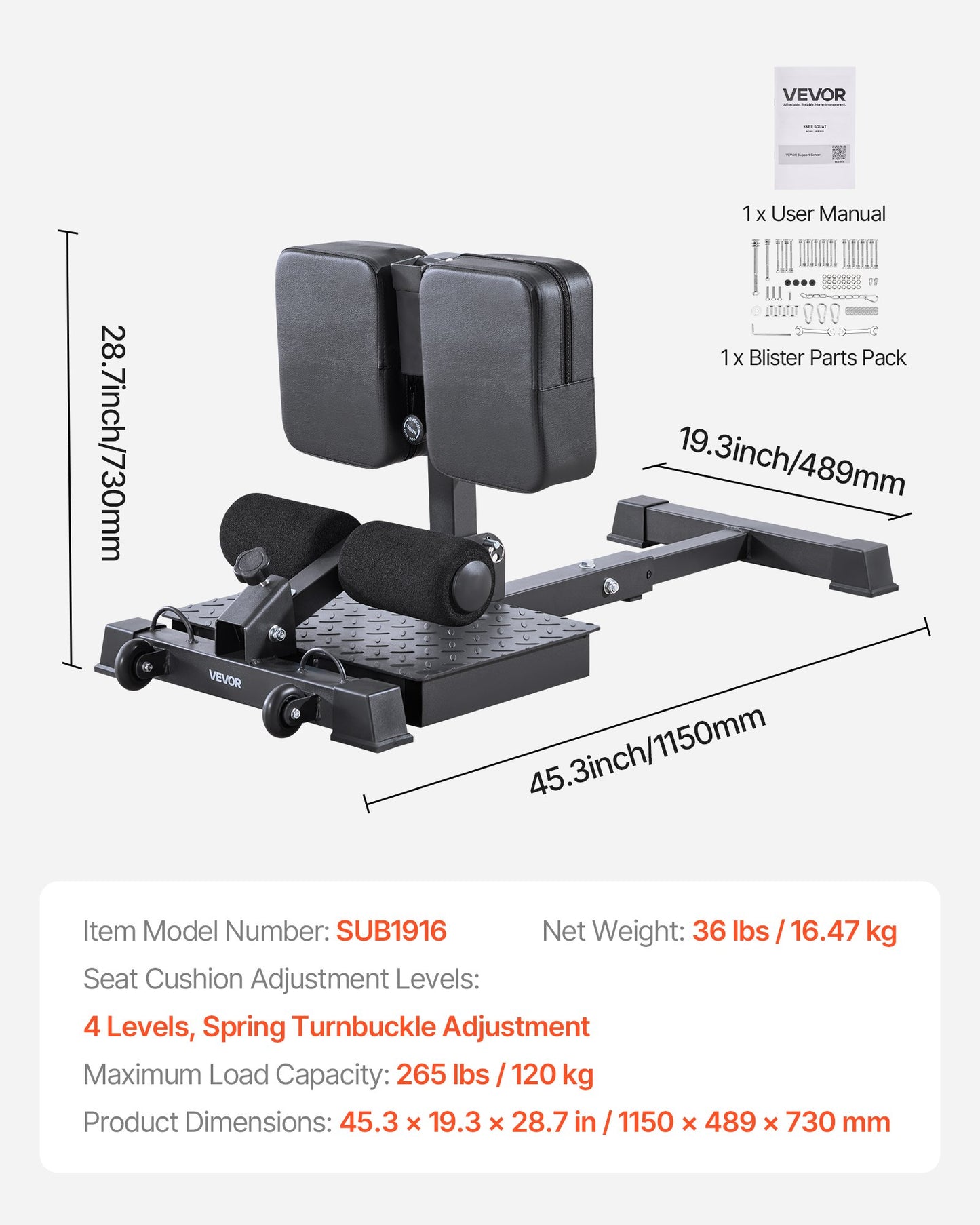 Sissy Squat Machine, Multi-Function Deep Sissy Squat Bench for Leg Muscle Training, Easy Setup & Foldable Core Waistline & Glute Workout Equipment, Leg Exercise Machine for Home Gym, Black