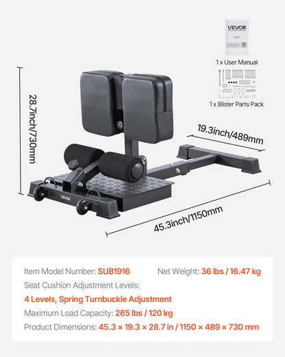 Sissy Squat Machine, Multi-Function Deep Sissy Squat Bench for Leg Muscle Training, Easy Setup & Foldable Core Waistline & Glute Workout Equipment, Leg Exercise Machine for Home Gym, Black