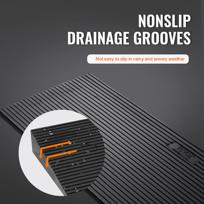 1.6" Rise Cuttable Threshold Ramp for Sweeping Robot, 35.4" Wide Natural Rubber Wheelchair Ramp, Non-Slip Solid Rubber Ramp with Double-Sided Tape for Doorways, Driveways, Bathroom, Smooth Tile