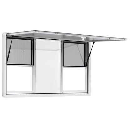Concession Window 152x92 cm, Aluminum Alloy Service Window for Food Truck, Up to 85 Degrees Stand Serving Window with 6 Sliding Windows, Awning Door, and Drag Hook, for Concession Trailers