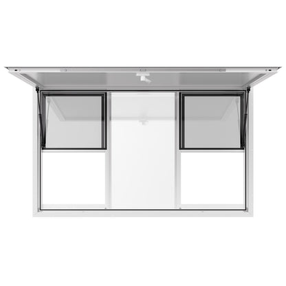 Concession Window 152x92 cm, Aluminum Alloy Service Window for Food Truck, Up to 85 Degrees Stand Serving Window with 6 Sliding Windows, Awning Door, and Drag Hook, for Concession Trailers