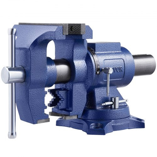 Heavy Duty Bench Vise, 165 mm / 6.5" Jaw Width, 125 mm/5" Max Jaw Opening Multi-Purpose Ductile Iron Bench Vise with Anvil, 360° Swivel Base Head, 3" Throat, 2549 kg/5620 lbs Clamp Force, for Pipe Repairing Metalworking