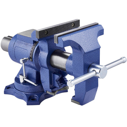 Heavy Duty Bench Vise, 165 mm / 6.5" Jaw Width, 125 mm/5" Max Jaw Opening Multi-Purpose Ductile Iron Bench Vise with Anvil, 360° Swivel Base Head, 3" Throat, 2549 kg/5620 lbs Clamp Force, for Pipe Repairing Metalworking