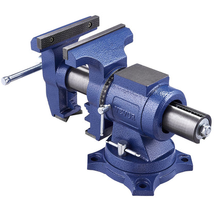 Heavy Duty Bench Vise, 165 mm / 6.5" Jaw Width, 125 mm/5" Max Jaw Opening Multi-Purpose Ductile Iron Bench Vise with Anvil, 360° Swivel Base Head, 3" Throat, 2549 kg/5620 lbs Clamp Force, for Pipe Repairing Metalworking