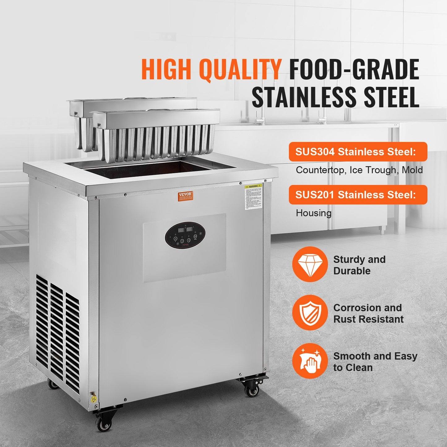 Commercial Popsicle Machine, 2 Mould Set - 52 PCS Ice Pops Making Machine, Stainless Steel Commercial Ice Lolly Maker, Ice Sticks Popsicle Machine for Bar, Cafes, Milktea Store (26PCS / Mould Set)