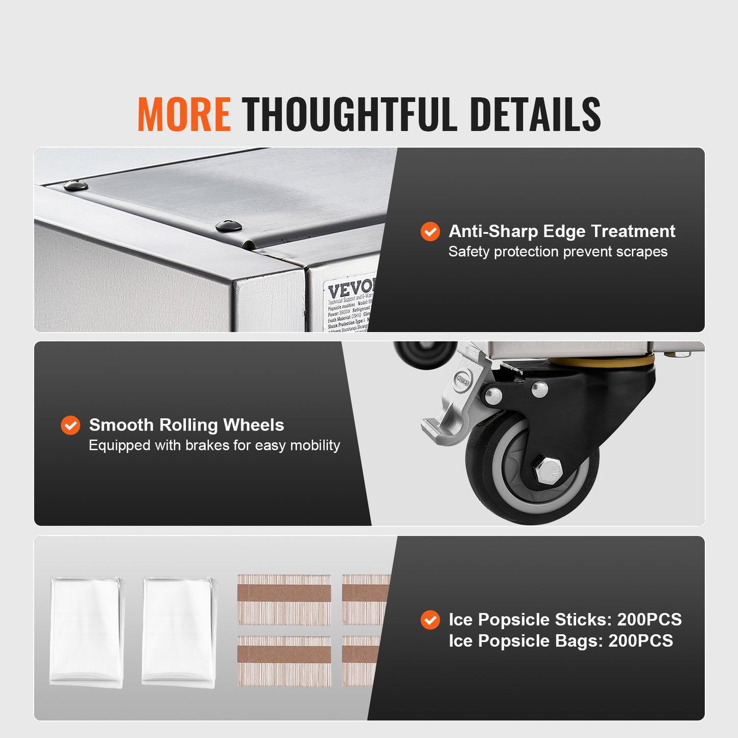 Gewerbliche Eismaschine, 4-teiliges Formenset – 120 Stück Eis am Stiel, Gewerbliche Eismaschine aus Edelstahl, Eis am Stiel-Maschine für Bars, Cafés, Milchtee-Läden (30 Stück / Formenset)