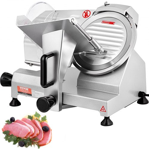 Commercial Meat Slicer, 200W Electric Deli Food Slicer, 350-400RPM Meat Slicer with 8" Carbon Steel Blade, 0 - 0.47 inch Adjustable Thickness Electric Meat Slicer for Home and Commercial Use