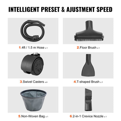 Wet/Dry Shop Vacuum, 10L 2 Peak HP, Efficient Suction & Blower w/ Nozzle,Casters, Portable Shop Vacuum with Attachments, Lightweight Shop Vac Ideal for Carpet, Debris, Pet Hair, Yellow