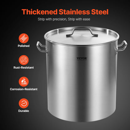 Stainless Steel Stockpot, 54L Large Cooking Pots, Cookware Sauce Pot with Basket, Lid, and Handle, Heavy Duty Commercial Grade Stock Pot, Sanding Treatment, for Large Groups Events Silver