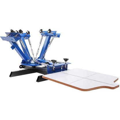 Screen Printing Machine, 4 Color 1 Station 360° Rotable Silk Screen Printing Press, 21.2x17.7in / 54x45cm Screen Printing Press, Double-layer Positioning Pallet for T-shirt DIY Printing