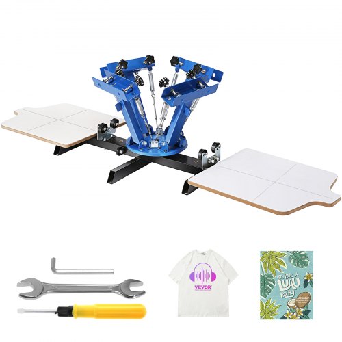 Screen Printing Machine, 4 Color 2 Station 360° Rotable Silk Screen Printing Press, 21.2x17.7in / 54x45cm Screen Printing Press, Double-layer Positioning Pallet for T-shirt DIY Printing