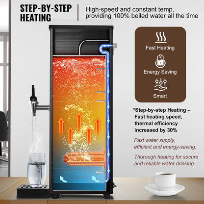 Commercial Water Boiler, Electric Hot Water Dispenser with 316 Stainless Steel Heating Tube, 2500W Step-by-step Fast Heating 50L per Hour Hot Water Boiler, for Coffee Tea Restaurant Office