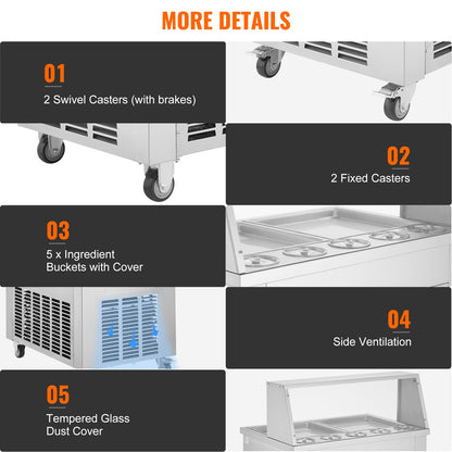 Fried Ice Cream Roll Machine, 2Pcs 13.8" x 13.8" Square Stir-Fried Ice Cream Pans, Stainless Steel Commercial Rolled Ice Cream Maker with Compressor and 4 Scrapers, for Ice Cream, Frozen Yogurt