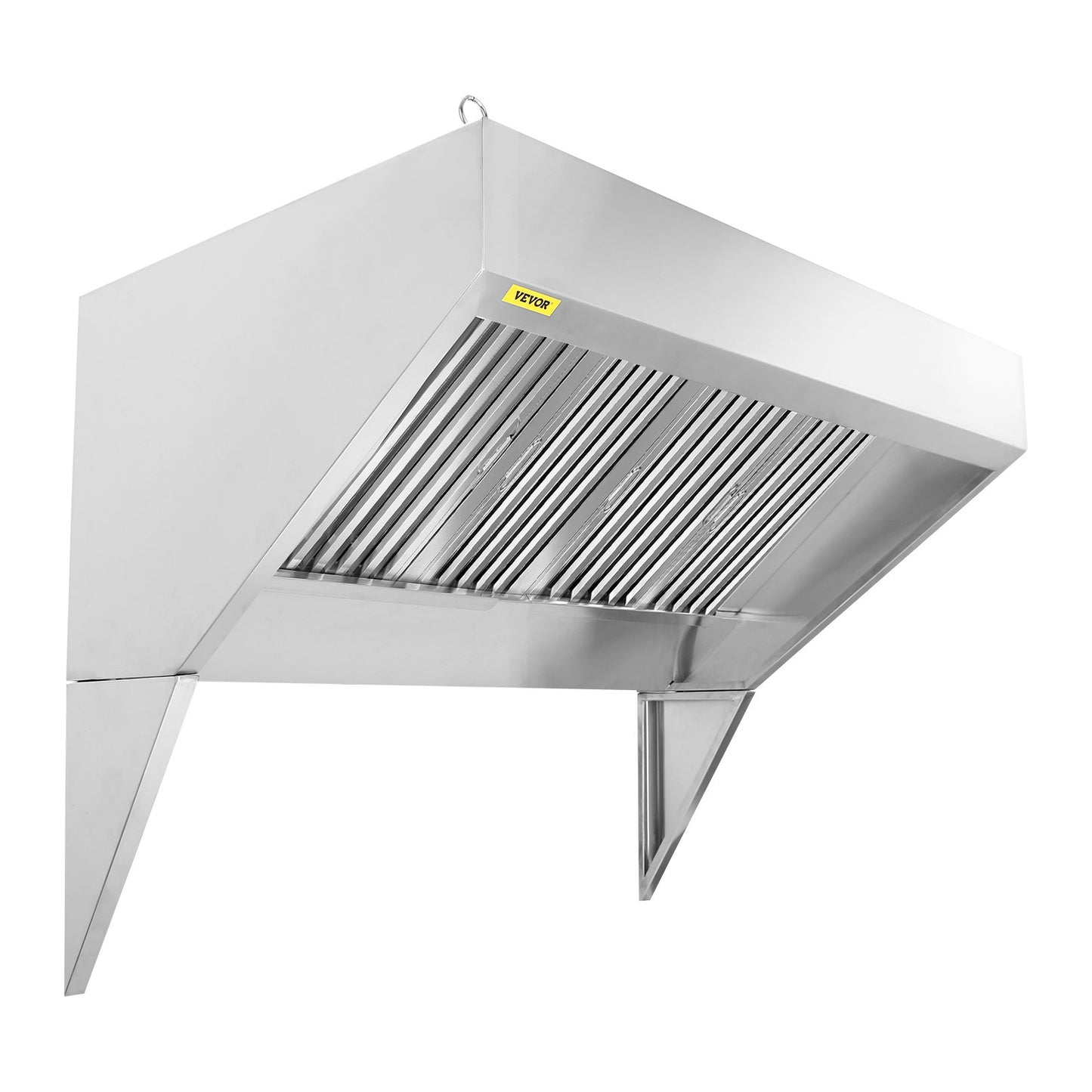 Commercial Exhaust Hood, 8FT Food Truck Hood Exhaust, 201 Stainless Steel Concession Trailer Hood with 4 Detachable U-shaped Grid Oil Filter Mesh, Rust Resistant Vent Hood for Kitchen Restaurant