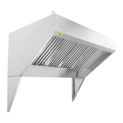 Commercial Exhaust Hood, 2.74 m Food Truck Hood Exhaust, 201 Stainless Steel Concession Trailer Hood with 4 Detachable U-shaped Grid Oil Filter Mesh, Rust Resistant Vent Hood for Kitchen Restaurant