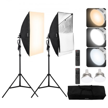 Softbox Lighting Kit 50x70 cm / 20x28 inch 45W 3000-6500K LED Bulbs for Shooting