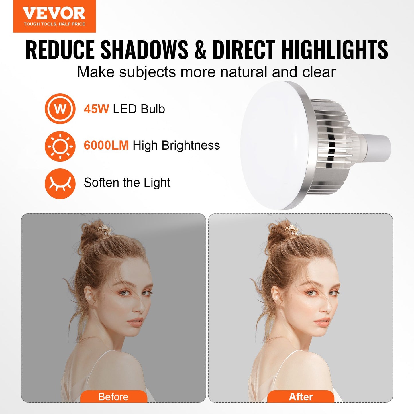 Softbox Lighting Kit 50x70 cm / 20x28 inch 45W 3000-6500K LED Bulbs for Shooting