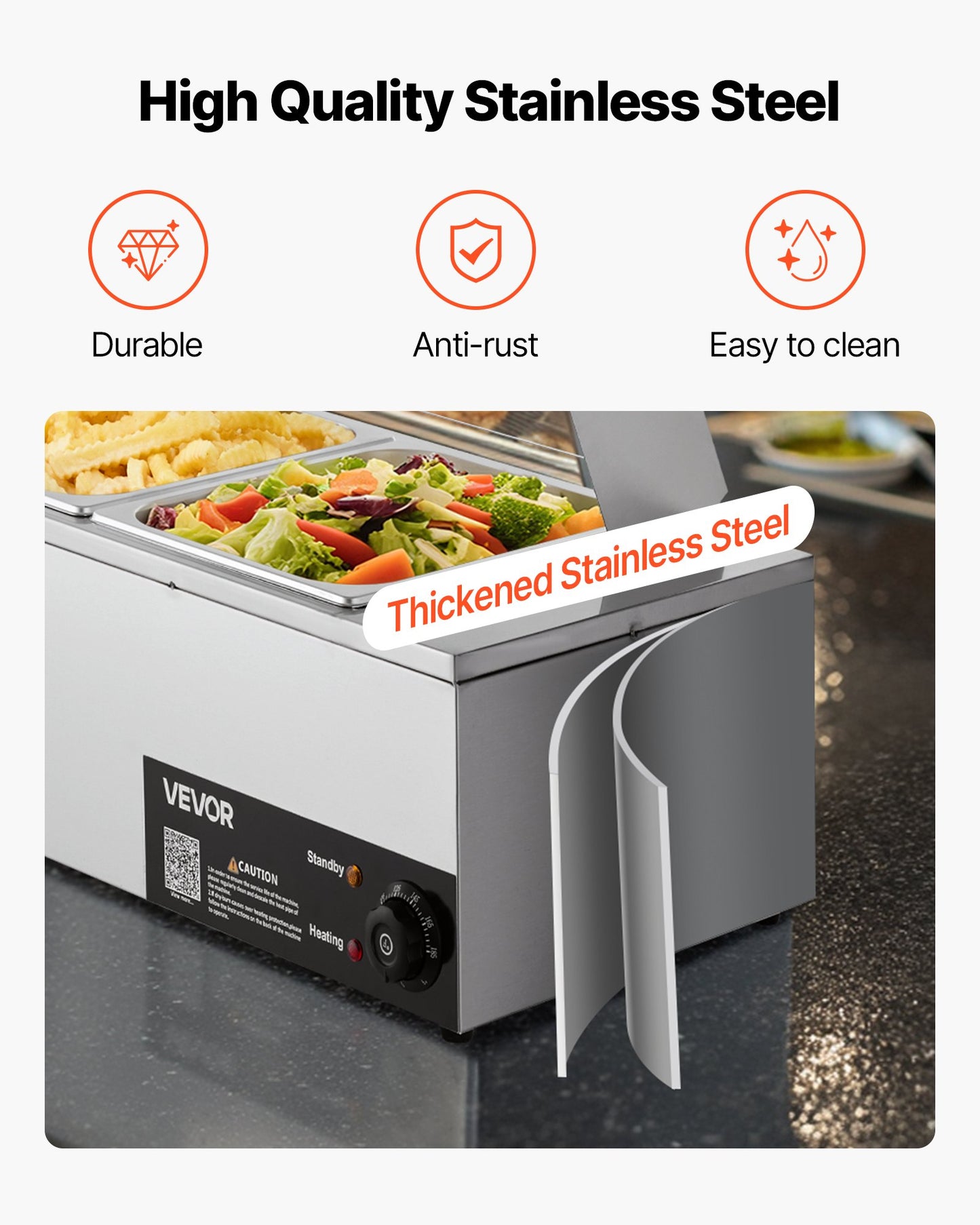 Gewerblicher Speisenwärmer, 1500 W, elektrischer Edelstahl-Dampfgarer mit Glasdeckel, 4-Behälter-Buffet-Bain-Marie für die Arbeitsplatte mit Suppenlöffeln und perforierten Schöpfkellen, für Catering, Restaurants und Partys