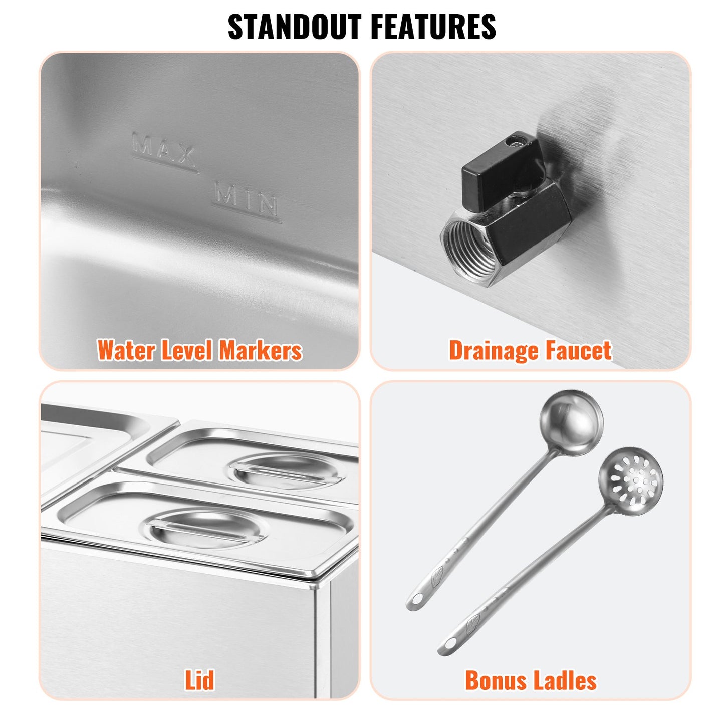 Commercial Food Warmer, 3-Pan Electric Steam Table, 1200W Professional Countertop Stainless Steel Buffet Bain Marie with 30-85°C Temp Control for Catering, Buffet, Parties, Restaurants
