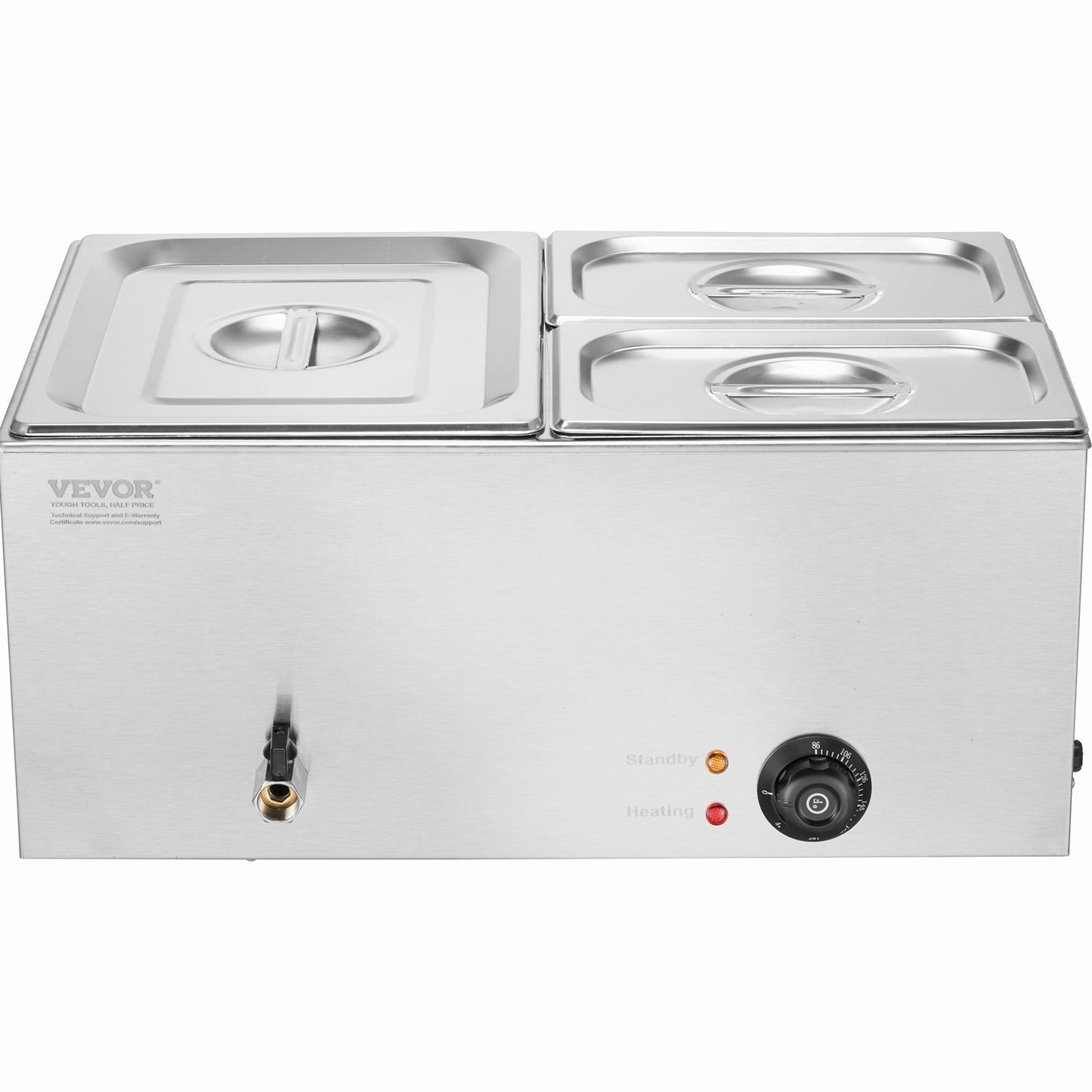 Commercial Food Warmer, 3-Pan Electric Steam Table, 1200W Professional Countertop Stainless Steel Buffet Bain Marie with 30-85°C Temp Control for Catering, Buffet, Parties, Restaurants
