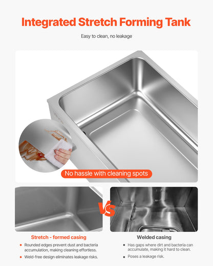 Commercial Food Warmer, 2-Pan Electric Steam Table, 1200W Professional Countertop Stainless Steel Buffet Bain Marie with 30-85°C Temp Control for Catering, Buffet, Parties, Restaurants