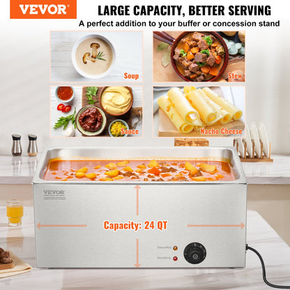 Commercial Food Warmer 18L Bain Marie 1200W Electric Buffet Warmer Steam Table Food Warmer Countertop Stainless Steel Food Warmer Wet or Dry Use for Parties, Catering and Restaurant