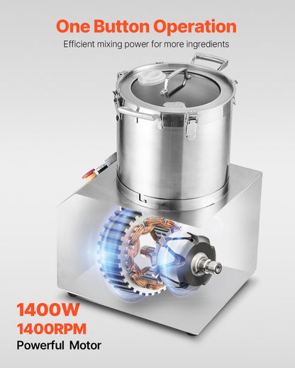 Food Processor & Vegetable Chopper, 15L Food-Grade Stainless Steel Food Processor Chopper with 2 Extra S-Curve Blades, Ideal for Chopping Vegetables, Fruit, Grains, Nuts