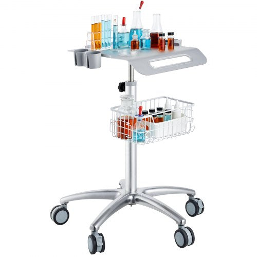 Medical Cart, Salon Cart with Wheels, Mobile Trolley Cart 680-1090 mm Height Adjustable, Metal Salon Stations for Hair Stylist, Rolling Desktop Lab Cart for Clinic, Beauty and Salon