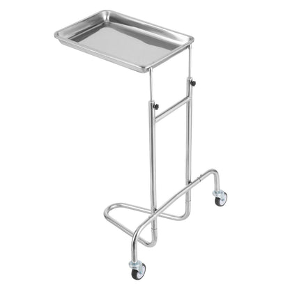 Stainless Steel Lab Carts, Lab Utility Cart with Single Tray, Mobile Medical Cart with 2 Silent Wheels, Lab Rolling Cart for Lab, Clinic, Hospital, Salon