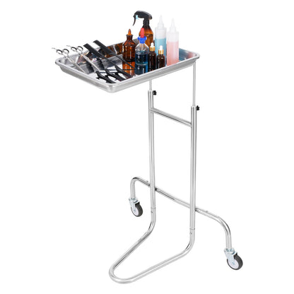 Stainless Steel Lab Carts, Lab Utility Cart with Single Tray, Mobile Medical Cart with 2 Silent Wheels, Lab Rolling Cart for Lab, Clinic, Hospital, Salon