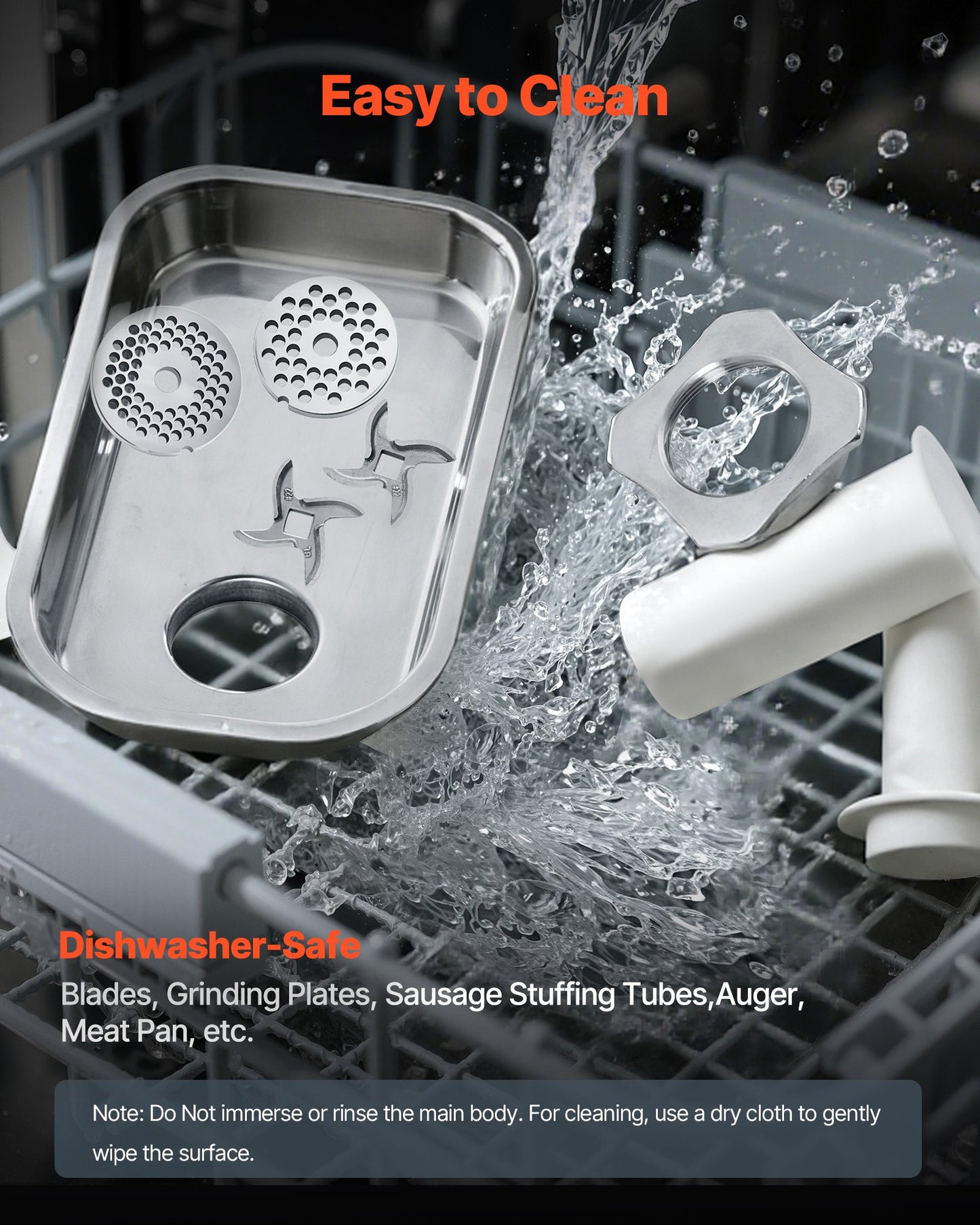 Gewerblicher elektrischer Fleischwolf, 4,2 kg/min Kapazität, #22 Industrie-Fleischwolf mit 2 Edelstahlklingen, 2 Lochscheiben, 1100 W Hochleistungs-Wurstmaschine, für Küche und Restaurant