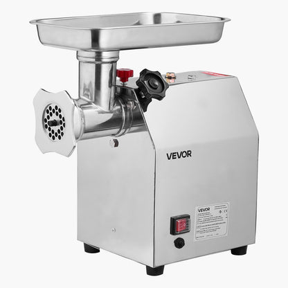 Gewerblicher elektrischer Fleischwolf, 3,2 kg/min Kapazität, #12 Industrie-Fleischwolf mit 2 Edelstahlklingen, 2 Lochscheiben, 850 W Hochleistungs-Wurstmaschine, für Küche und Restaurant
