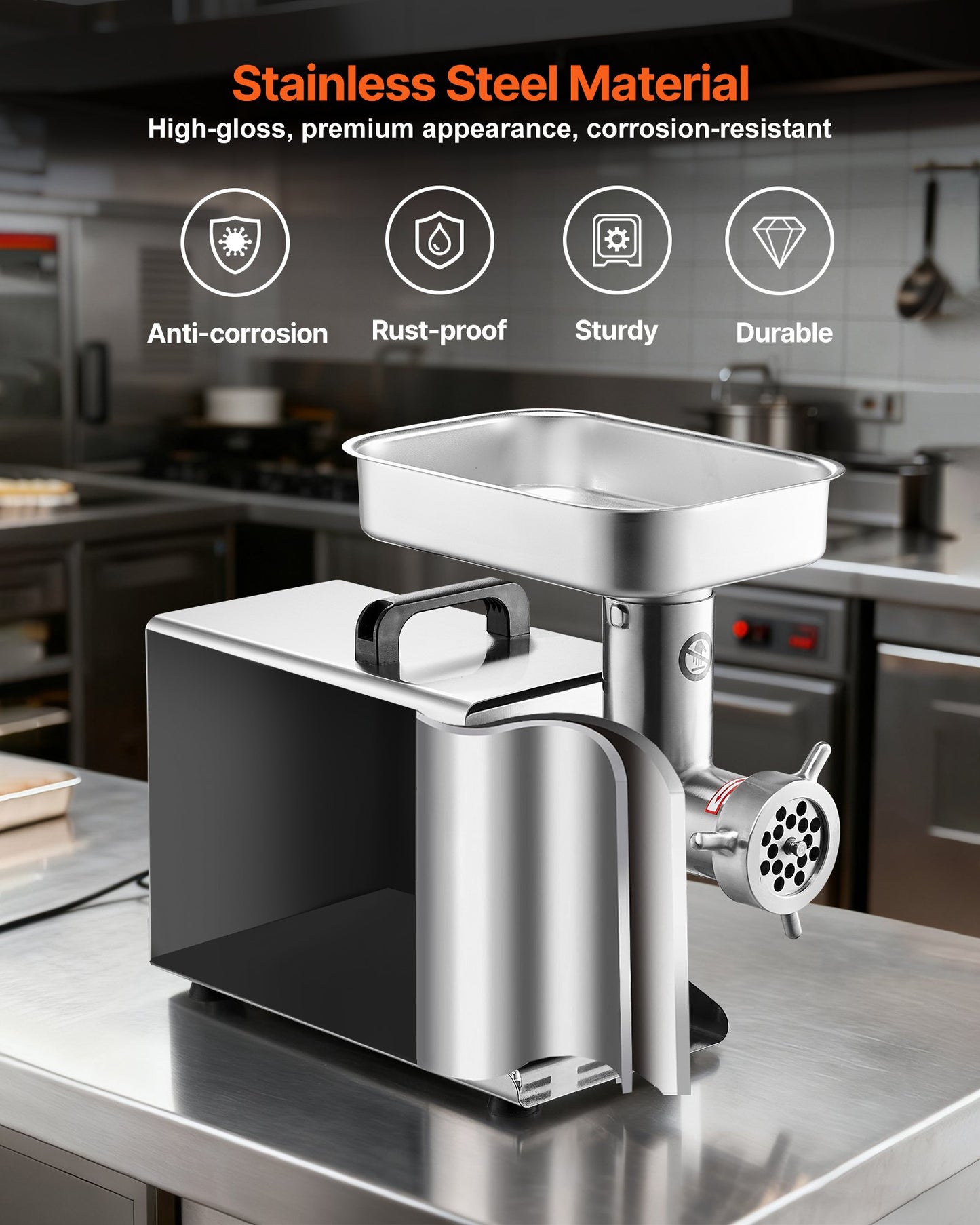 Meat Grinder, 5 Lbs/Min Capacity Electric Meat Grinders with Blade, Grinding Plate, Sausage Maker, Stainless Steel Commercial Meat Mincer for Kitchen Restaurant Butcher Store