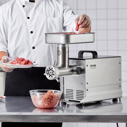 Meat Grinder, 5 Lbs/Min Capacity Electric Meat Grinders with Blade, Grinding Plate, Sausage Maker, Stainless Steel Commercial Meat Mincer for Kitchen Restaurant Butcher Store