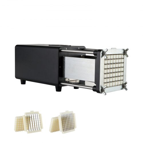 Elektrischer Pommes-Frites-Schneider, Kartoffelschneider mit 1/2-Zoll- und 3/8-Zoll-Edelstahlklingen, Kartoffelschneider mit rutschfesten Füßen, ideal für Kartoffeln, Pommes Frites, Gurken, Gemüse und Karotten.