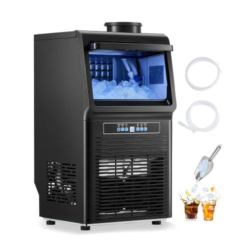 90lbs/24H Commercial Ice Maker, 36 Ice Cubes in 15 Minutes, Freestanding Ice Maker Machine with 12lbs Large Storage Capacity for Bar Office Restaurant, with LED Digital Display & Self-Cleaning