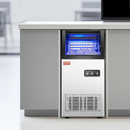120lbs/24H Commercial Ice Maker, 36 Ice Cubes in 15 Minutes, Freestanding Ice Maker Machine with 28lbs Large Storage Capacity for Bar Office Restaurant, with LED Digital Display & Self-Cleaning